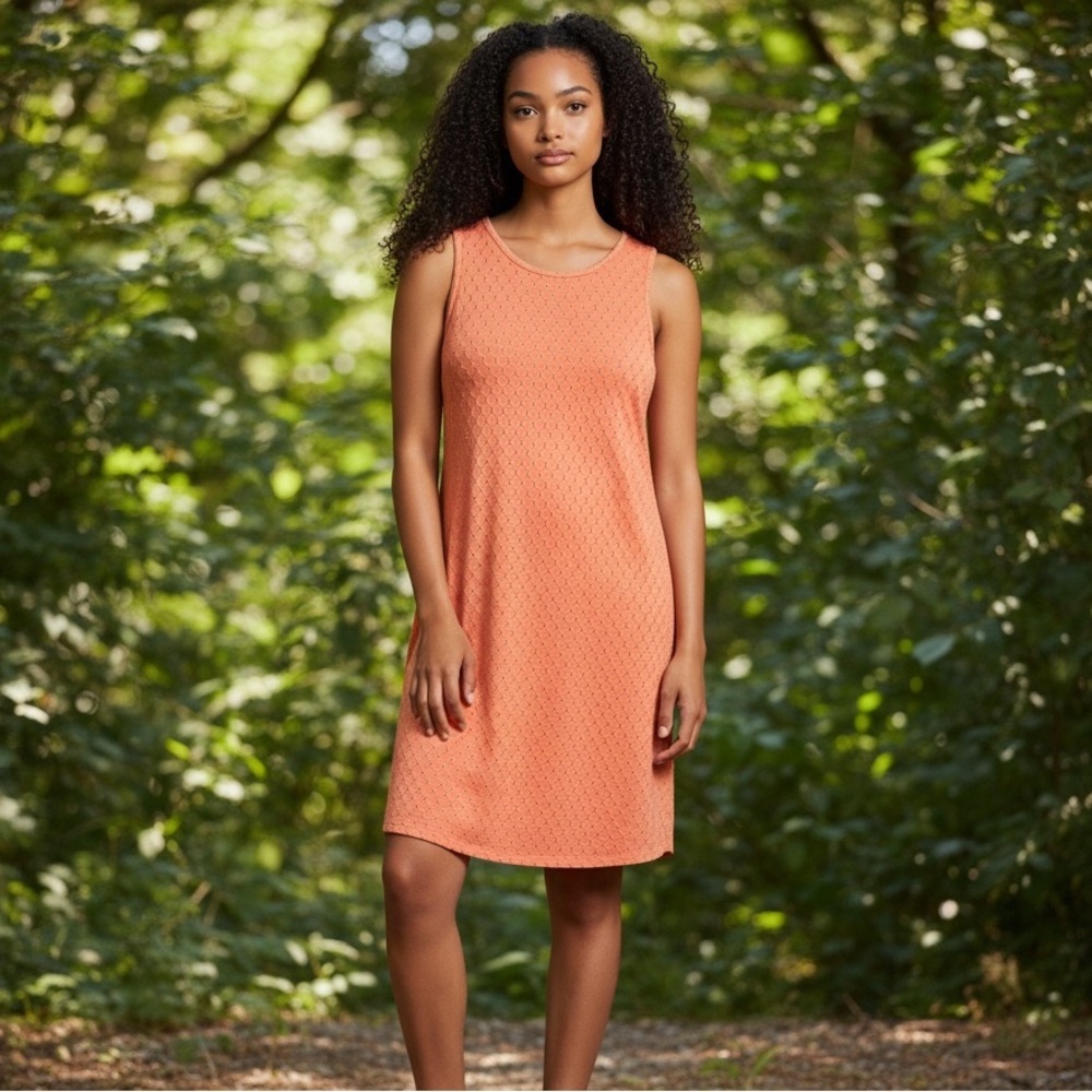 Ronni Nicole Dress Women's Eyelet Salmon Sleeveless Lined Dress Size-M GUC